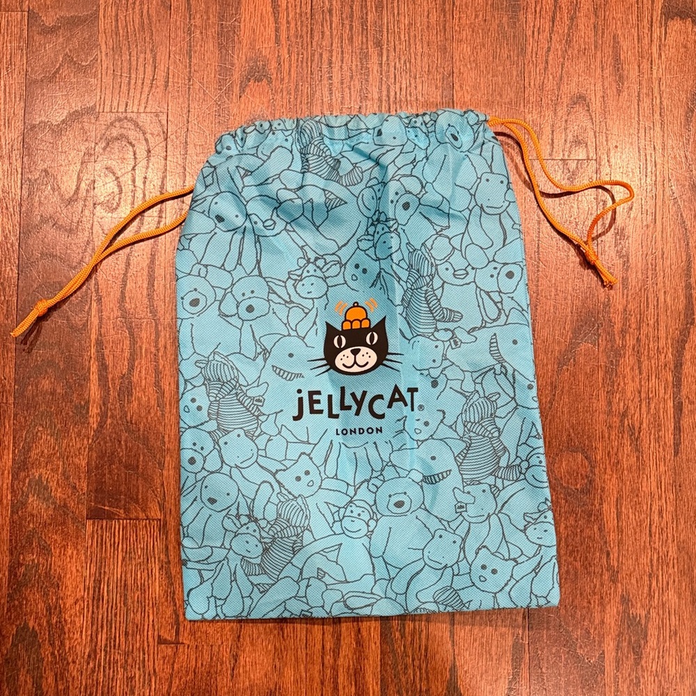 Jellycat Light Blue Toy-Print Drawstring Bag with Yellow Cords